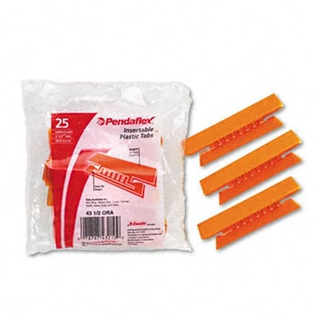 Pendaflex Pendaflex 43-1/2-ORA Hanging File Folder Tabs- 1/3 Tab- 3 1/2 in- Orange Tab/White Insert- 25/Pack 43-1/2-ORA